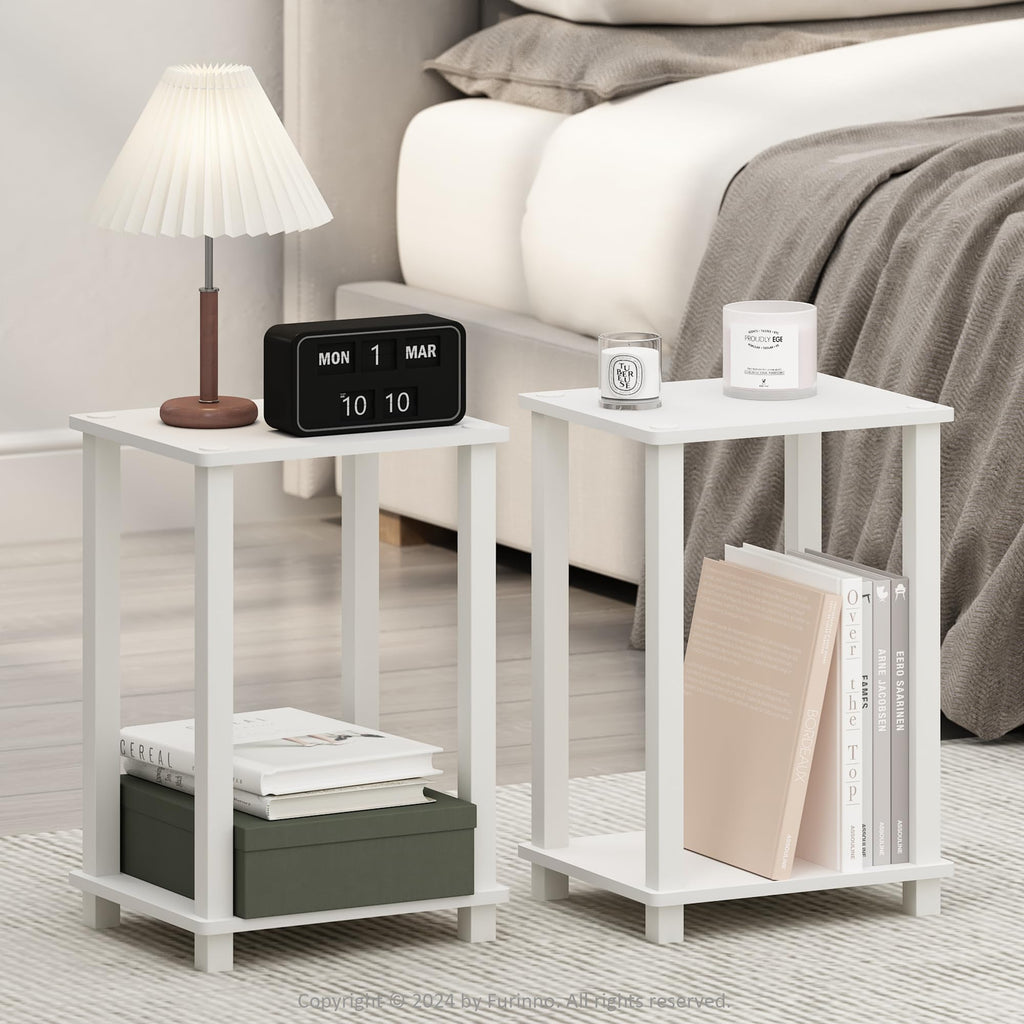 Furinno Just 3-Tier Turn-N-Tube Nightstand, 2-Pack, Columbia Walnut/Black