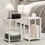 Furinno Just 3-Tier Turn-N-Tube Nightstand, 2-Pack, Columbia Walnut/Black