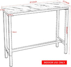 Mr IRONSTONE 47 inch Bar Table, White Pub Table Kitchen Dining Coffee Table High Writing Computer Table with MDF Top Covered with Laminate Marble (Indoor USE ONLY)