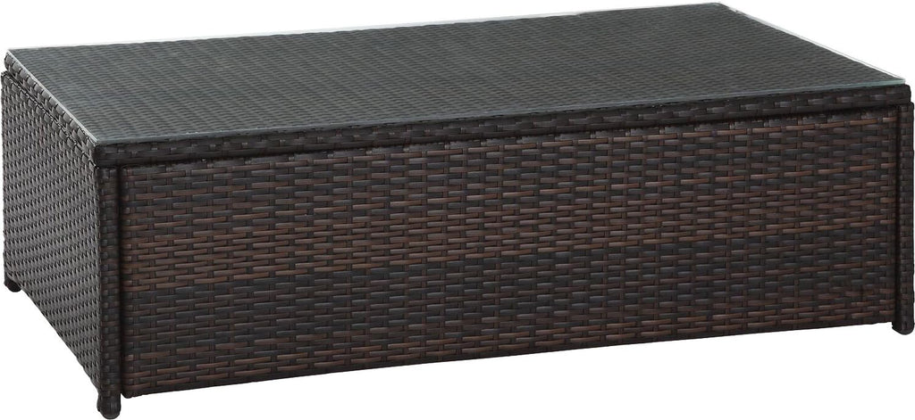 Crosley Furniture Palm Harbor All Weather Rattan Wicker Outdoor Coffee Table for Patio, Deck, Porch, Brown
