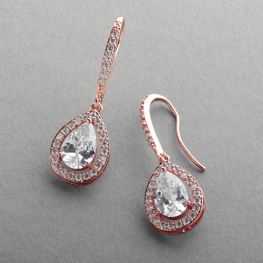 Mariell Cubic Zirconia Crystal Bridal Dangle Earrings, Drop Earrings with Euro Wire Tops, Wedding Earring for Women, Brides, Bridesmaids and Prom