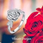 925 Sterling Silver Rose Flower Cremation Urn Ring Holds Loved Ones Ashes Cremation Keepsake Ring Jewelry Embellished with Crystals from Austria