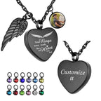 Dletay Heart Urn Necklace for Ashes with 12 Birthstones Cremation Jewelry for Ashes -Your Wings Were Ready My Heart Was Not