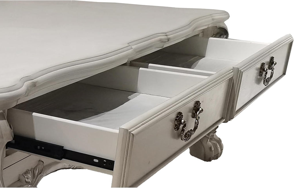 Acme Dresden 2 Drawers Coffee Table in Bone White