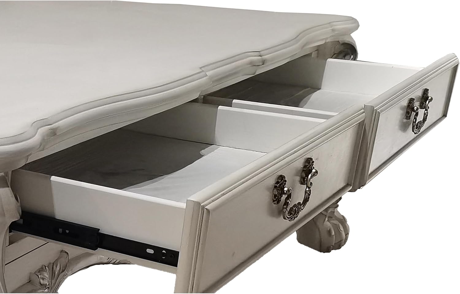 Acme Dresden 2 Drawers Coffee Table in Bone White