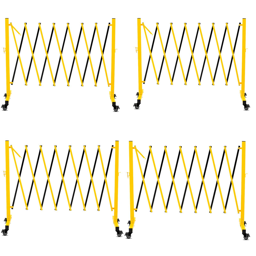 11 Traffic Barricade with Casters, Metal Expandable Barricade, Folding Security Gate, Retractable Fence Outdoor Barricade Fence for Construction Area, Traffic Control（2 Pack)