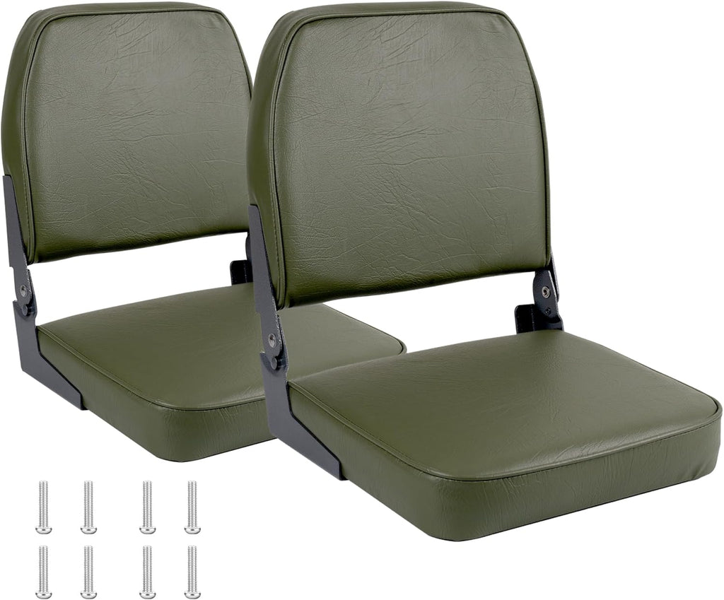 Boat Seats 2 Pack,Folding Low Back Bass Boat Seat,Pair Seats for Jon Fishing Boat with Stainless Steel Screws