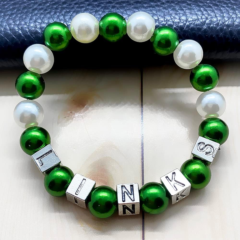 Youngsome The links incorporated Inc sorority symbol metal letter bead tag green imitation pearl bracelet