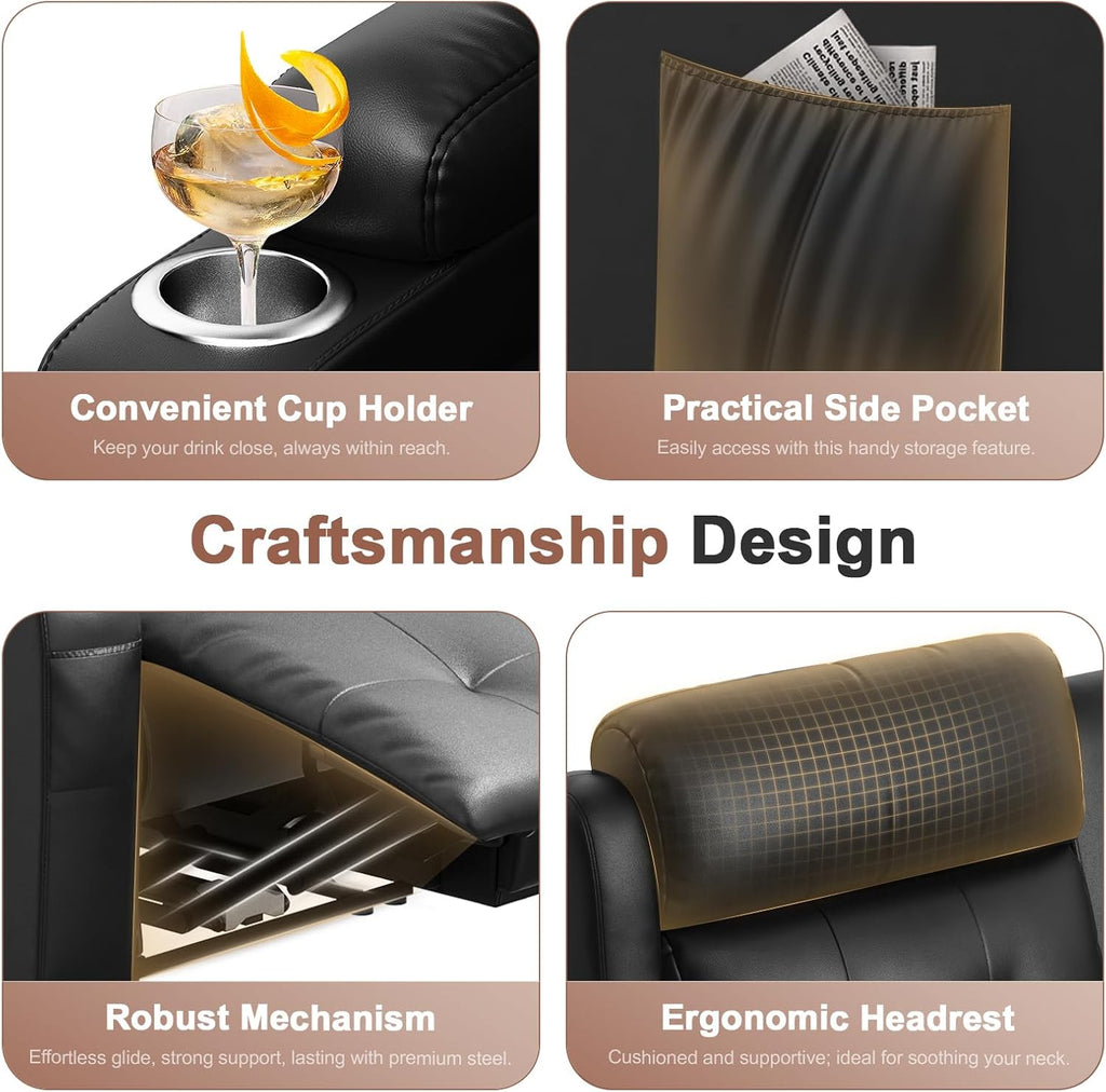 Recliner Sofa, Massage Reclining 3 Seater Sofa Sets Heavy Weight Capacity, RV Loveseat Clearance with Storage, Cup Holders, Wall Hugger Couches for Living Room