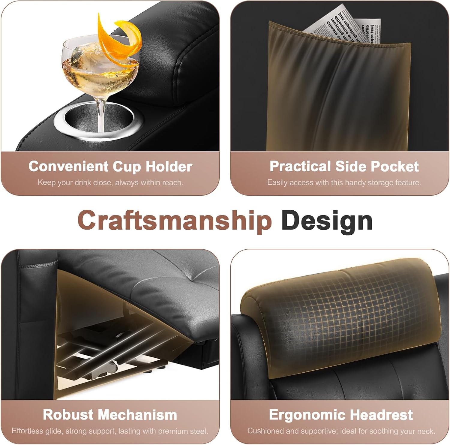 Recliner Sofa, Massage Reclining 3 Seater Sofa Sets Heavy Weight Capacity, RV Loveseat Clearance with Storage, Cup Holders, Wall Hugger Couches for Living Room