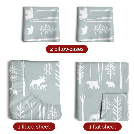 Queen Christmas Tree Sheet Set - Holiday Xmas Pattern Linen Set - Deep Pockets - Snug Fit - 4 Piece - Wrinkle Free - Comfy & Cooling Festive Winter Bedding - Easy To Care For - Kid Friendly