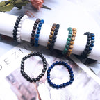 CASDAN 12PCS 8mm Semi-Precious Gemstones Beaded Bracelets for Men Women Tiger Eye Lava Rock Crystal Stone Bead Bracelets Set