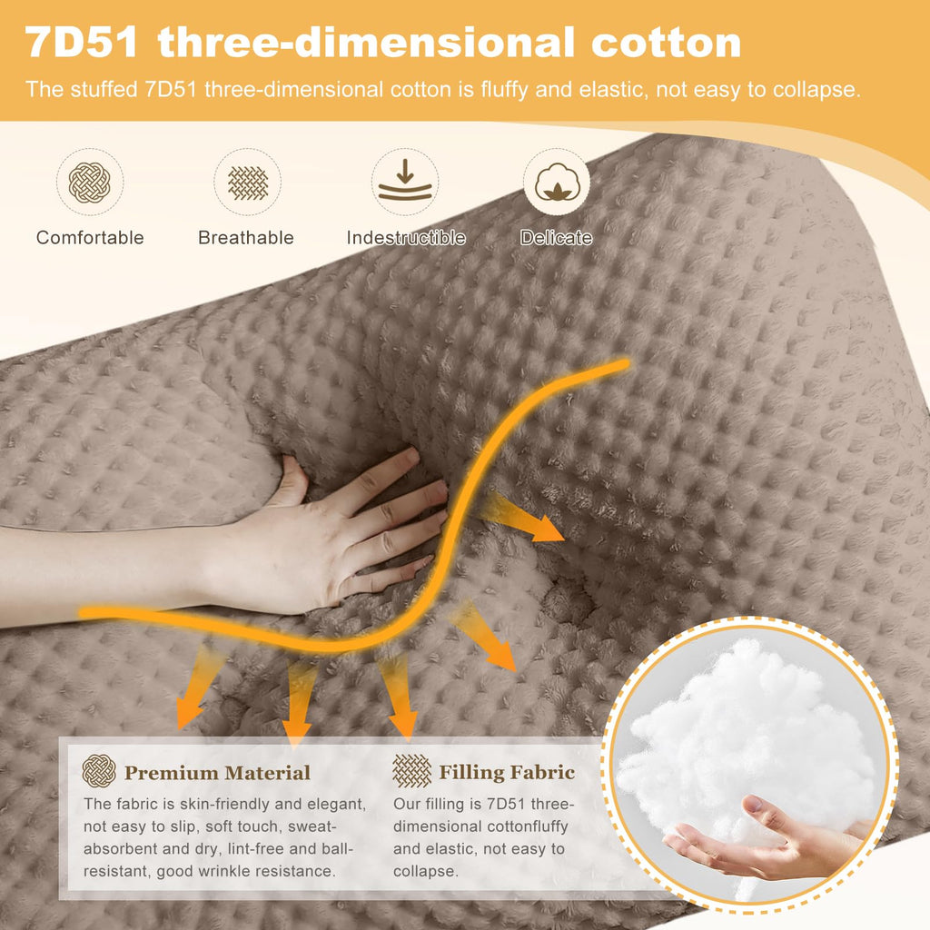 بالشتک تکیه‌گاه مثلثی بزرگ WUIOYNF نرم و حمایتی، بالشتک پشتی تکیه‌گاه تخت، بالشتک تکیه‌گاه تخت با روکش قابل جدا شدن (قهوه‌ای، خوابگاه، 24x8x20 اینچ)