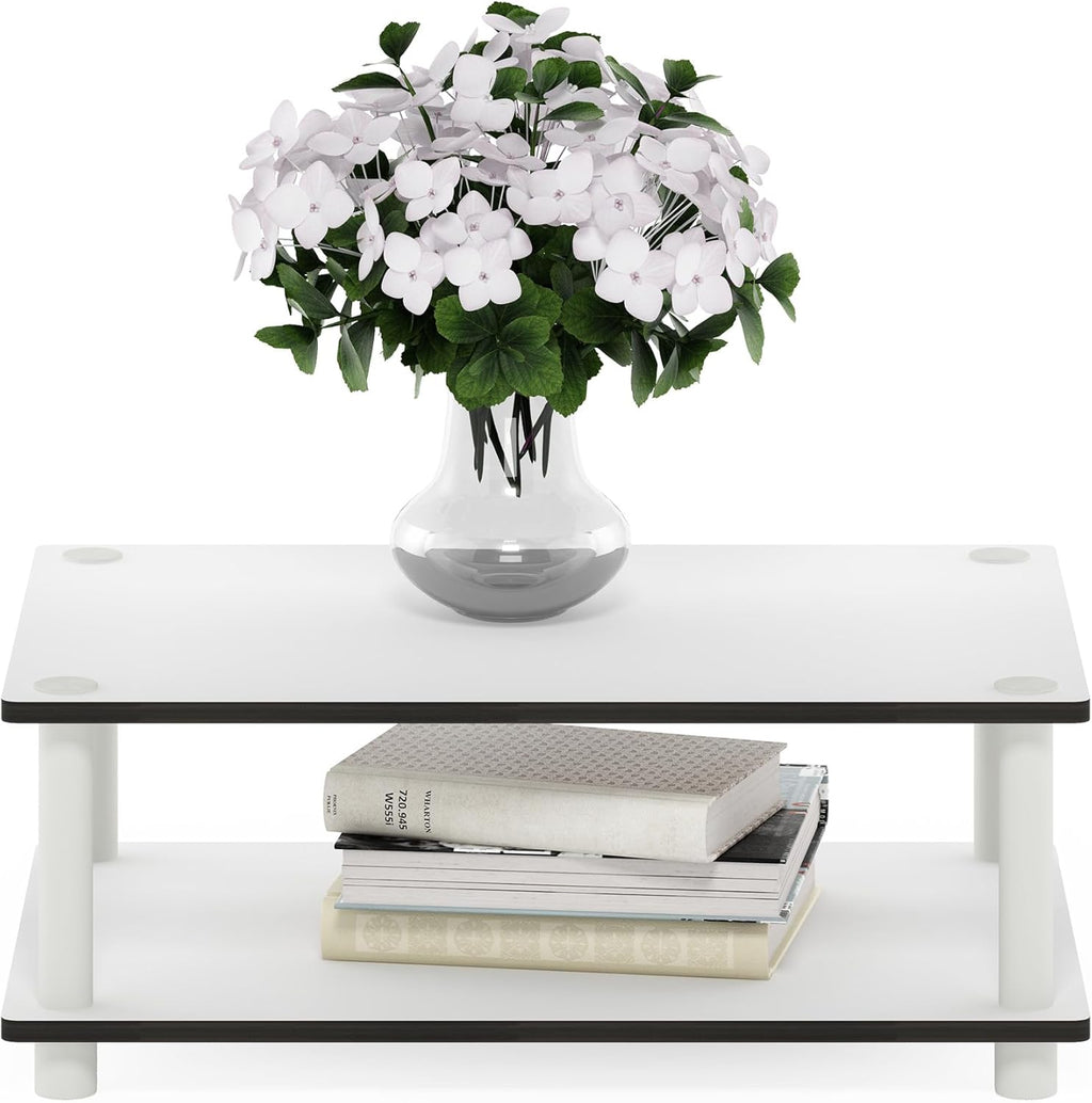 Furinno 11172 Just 2-Tier No Tools Coffee Table, White w/White Tube