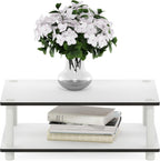Furinno 11172 Just 2-Tier No Tools Coffee Table, White w/White Tube
