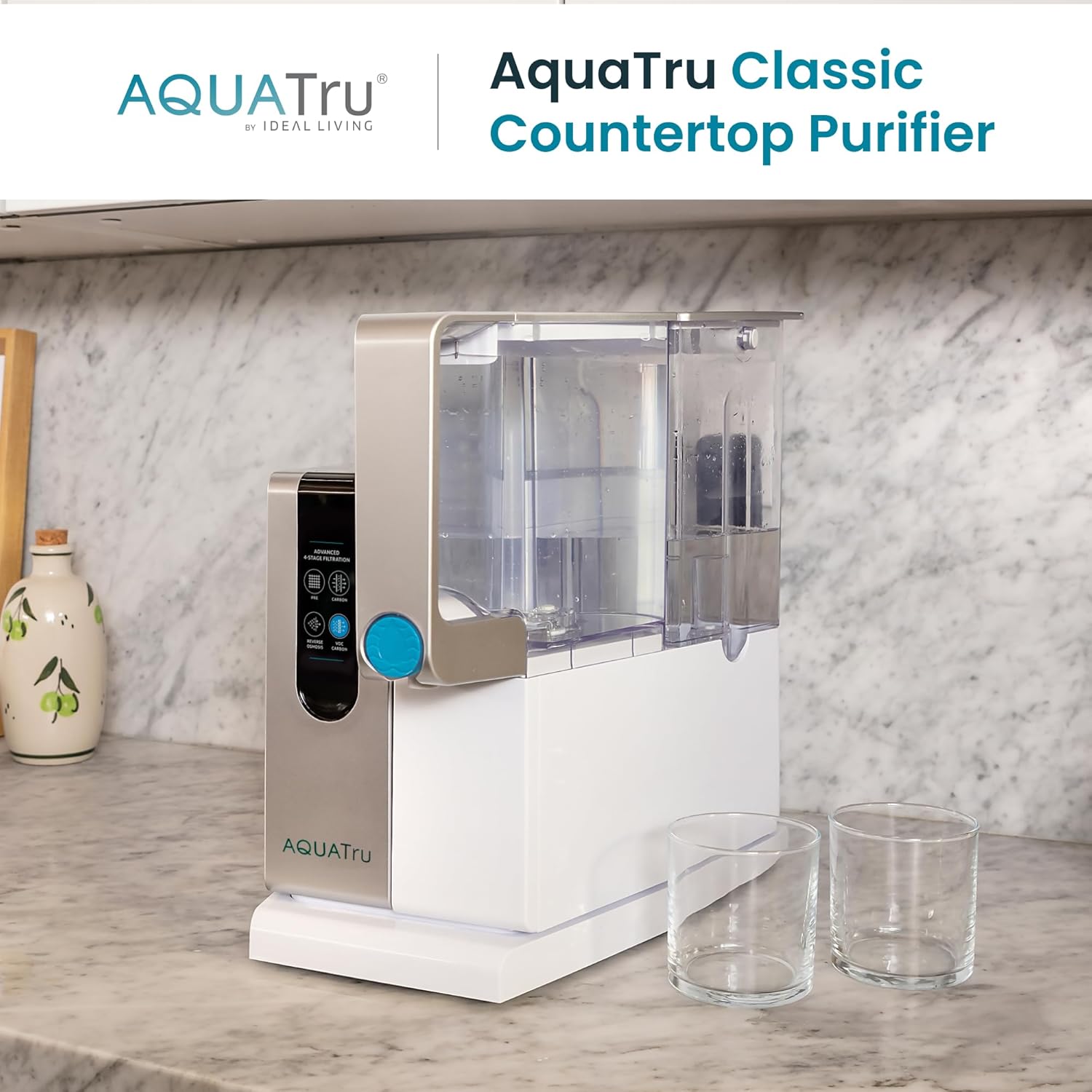 AquaTru Classic Countertop Water Filtration Purification System for PFAS & Other Contaminants with Exclusive Ultra Reverse Osmosis Technology (No Installation Required) | BPA Free (AquaTru Classic)