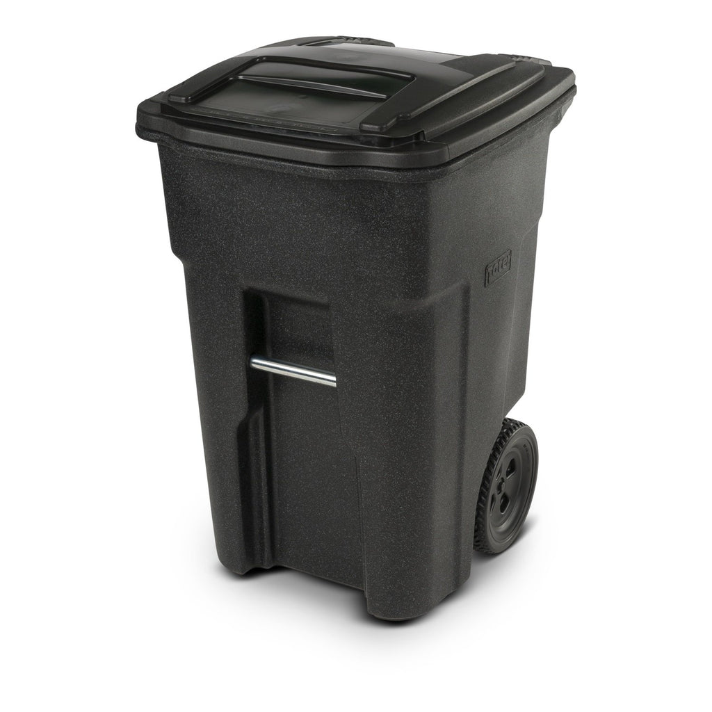 Toter 25564-R1209 Residential Heavy Duty Two Wheeled Trash Can, Blackstone, 64 Gallon