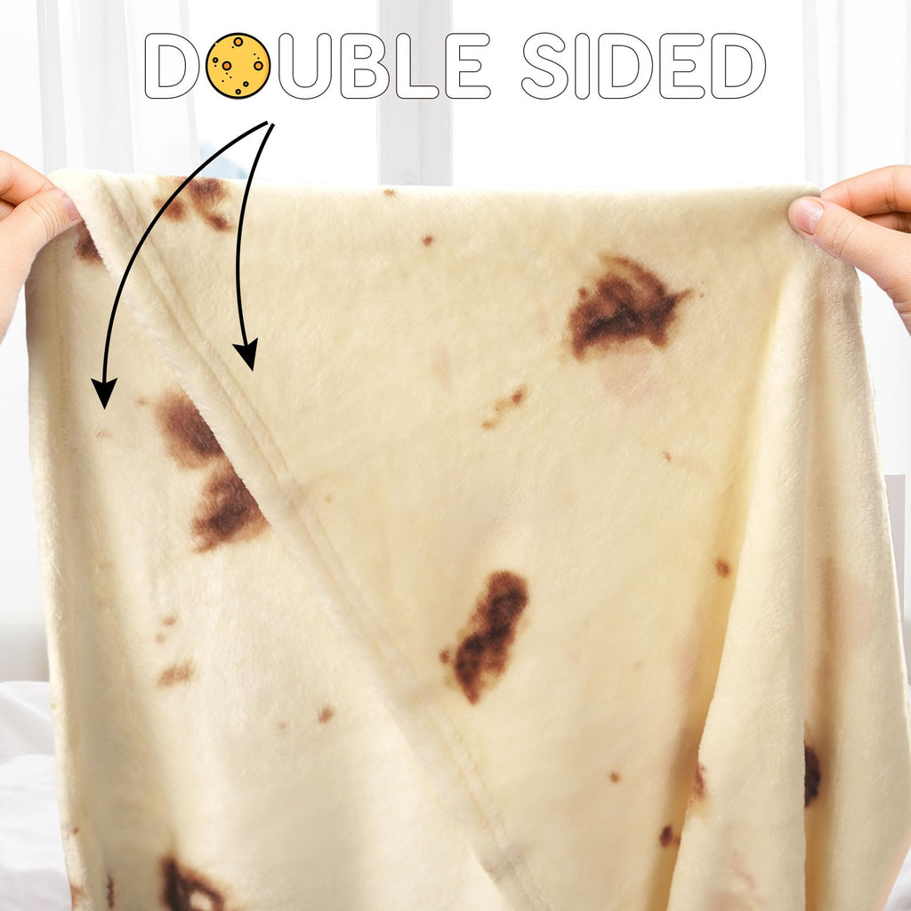Zulay Giant Double Sided Tortilla Blanket with Tinfoil Packaging - Novelty Blanket for Adults & Kids - Soft Flannel Round Tortilla Blanket for Indoors, Outdoors, Travel, Home, 285 GSM - 60 Inches