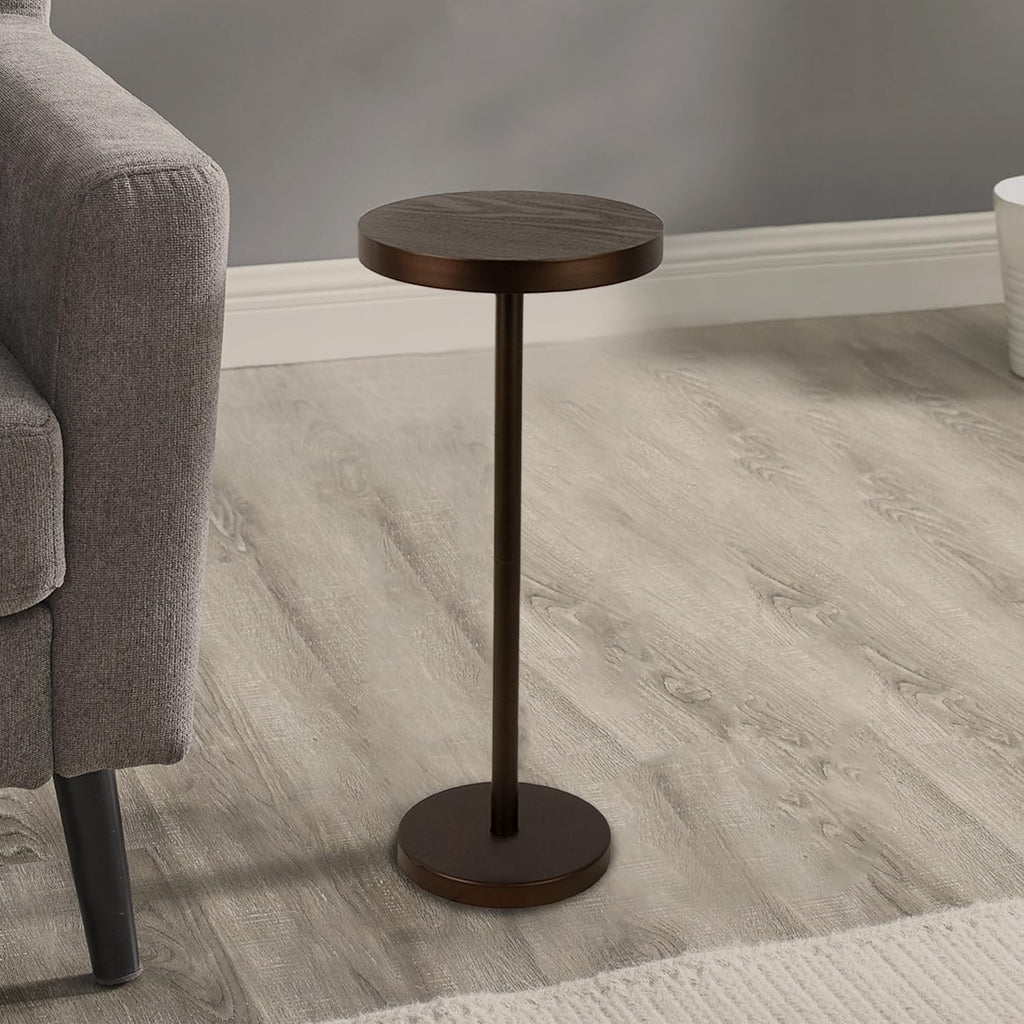 Pedestal Side Table, Small Drink Table for Small Space Living Room, Dorm, Home Office and Bedroom, Black