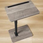 Sofa Armrest Tray Table for Couch - 360° Swivel Height Adjustable End for Small Spaces, Snack Side Table for Bed or Chair with Phone & Tablet Slot (Rustic,Standard)