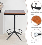 Diwhy Industrial Design Bar Table Height Adjustable 30.3-35.4in Kitchen Dining Coffee Bistro Pub Square Table Top Table Black