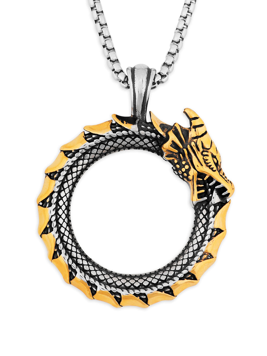 HAQUIL Dragon Necklace, Ouroboros Serpent Dragon Pendant, Dragon Jewelry Gift for Men and Women