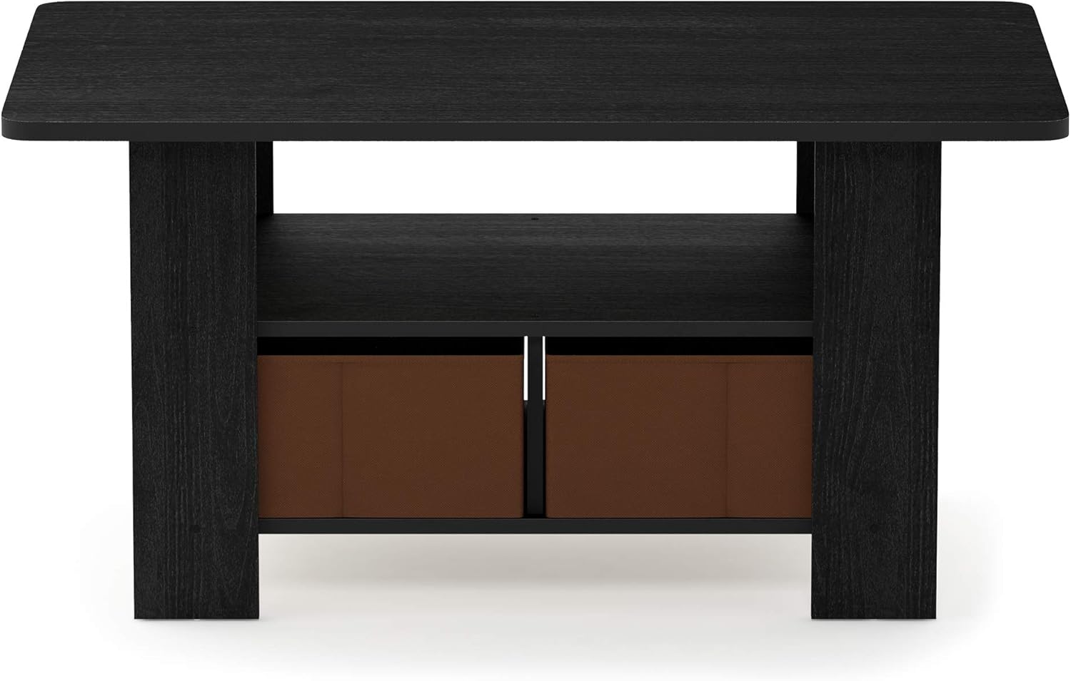 Furinno Andrey Coffee Table with Bin Drawer, Americano/Medium Brown, Small Non-Lift Top