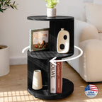 KAYMILY Living Room Side Table, Office Round Bookshelf End Table, Bedroom Mid Century Modern Nightstands, Contemporary Accent Tables - Easy Assembly - MDF Wood - Stationary - Walnut