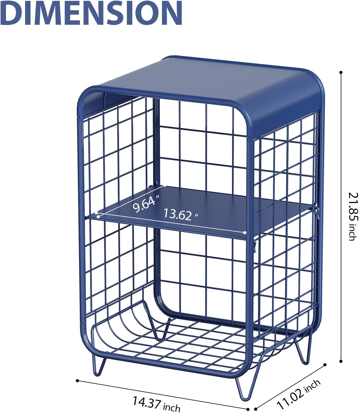 Metal Side Table,Cute Nightstand,3 Tier End Table with Storage,Vintage Bedside Table,Girls Bedroom Furniture,Accent Table,Small Coffee Table for Living Room,Bedroom,Dorm,Blue