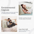 11 lbs Thickened Queen Headboard Pillow for Sitting Up in Bed, Back Support Reading Pillow with Side Pocket and Velvet Removable Cover, Triangular Large Wedge Headboard Pillow