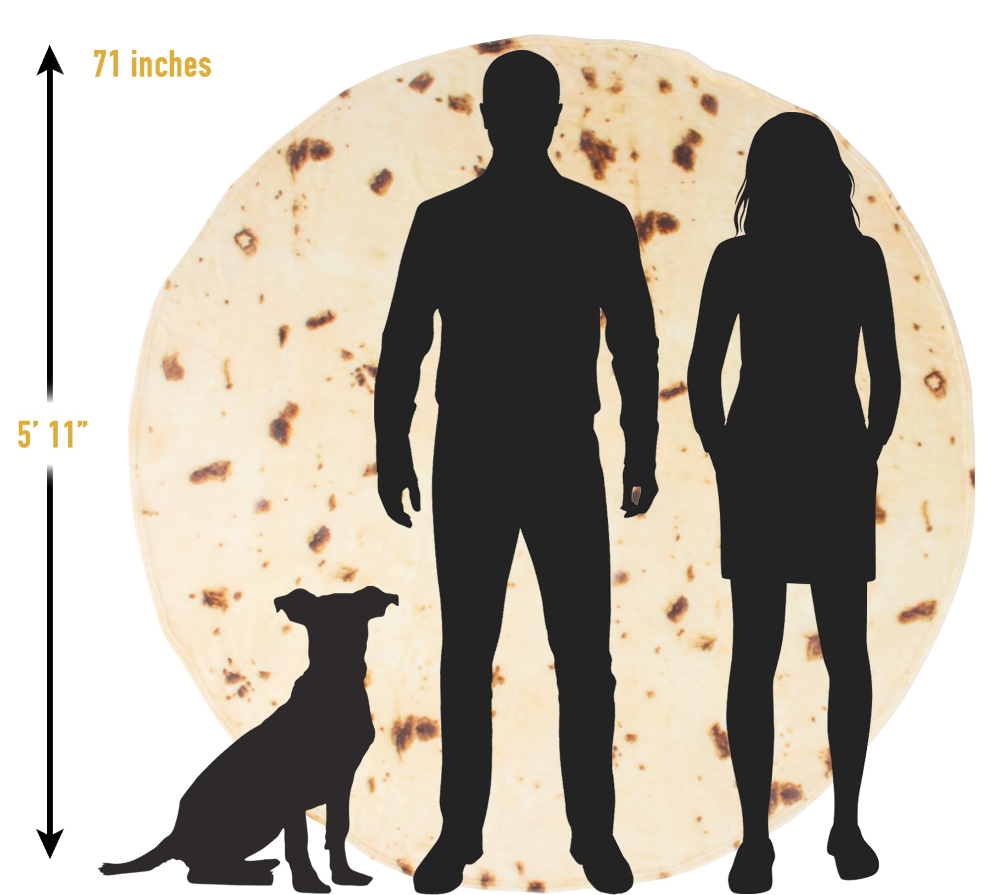 Zulay Ekstra Store Burritos Tortilla Tæppe – Vikl dig ind som en kæmpe taco! Dobbeltsidet 71 tommer, Sjovt & Ultra Blødt Nyt Tæppe, Super Blød 285 GSM Flannel