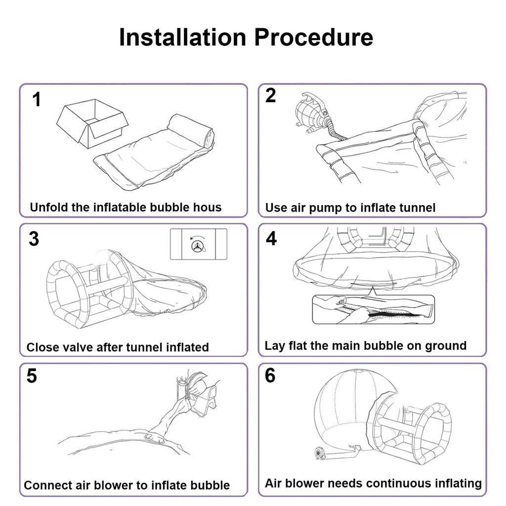 10FT aufblasbare Bubble-Haus-Kuppel für Kinder, klares PVC aufblasbares Bubble-Haus-Zelt mit Tunnel, Bubble-Ballon-Haus mit 800W Luftgebläse, 600W Luftpumpe mit 50 Ballons aufblasbare Kuppel für Party
