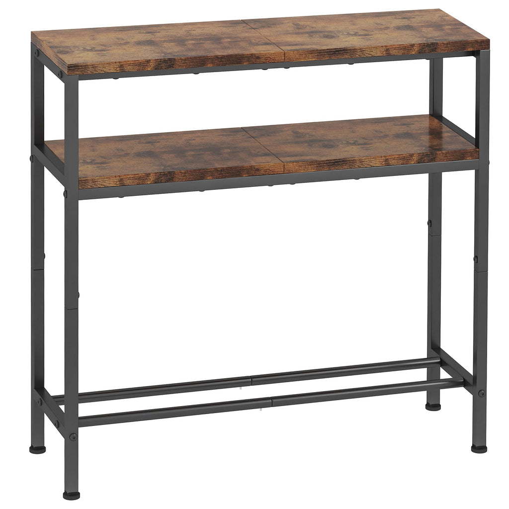 Entryway Table 31.5" Width, 2-Tier Console Table with Adjustable Shelves, Industrial Sofa Table with Storage, Foyer Tables for Entryway, Hallway, Kitchen, Living Room and Bedroom, Light Coffee