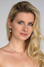 Mariell Pearl Necklace and Drop Earrings Wedding Jewelry Set for Brides, Bridesmaids, Birthday Gift