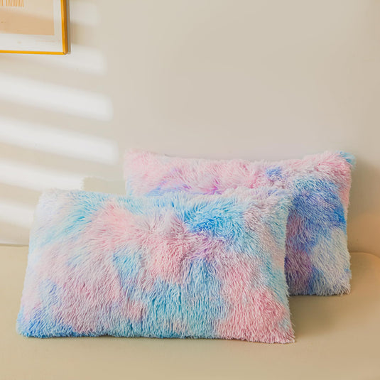 Fluffy Pink Faux Fur Comforter Cover Set，Fluffy Fuzzy Plush Pink Bedding 3Pcs (1 Faux Fur Duvet Cover +2 Fuzzy Pillowcases) Pink Fluffy Bed Set (Pink, Queen)