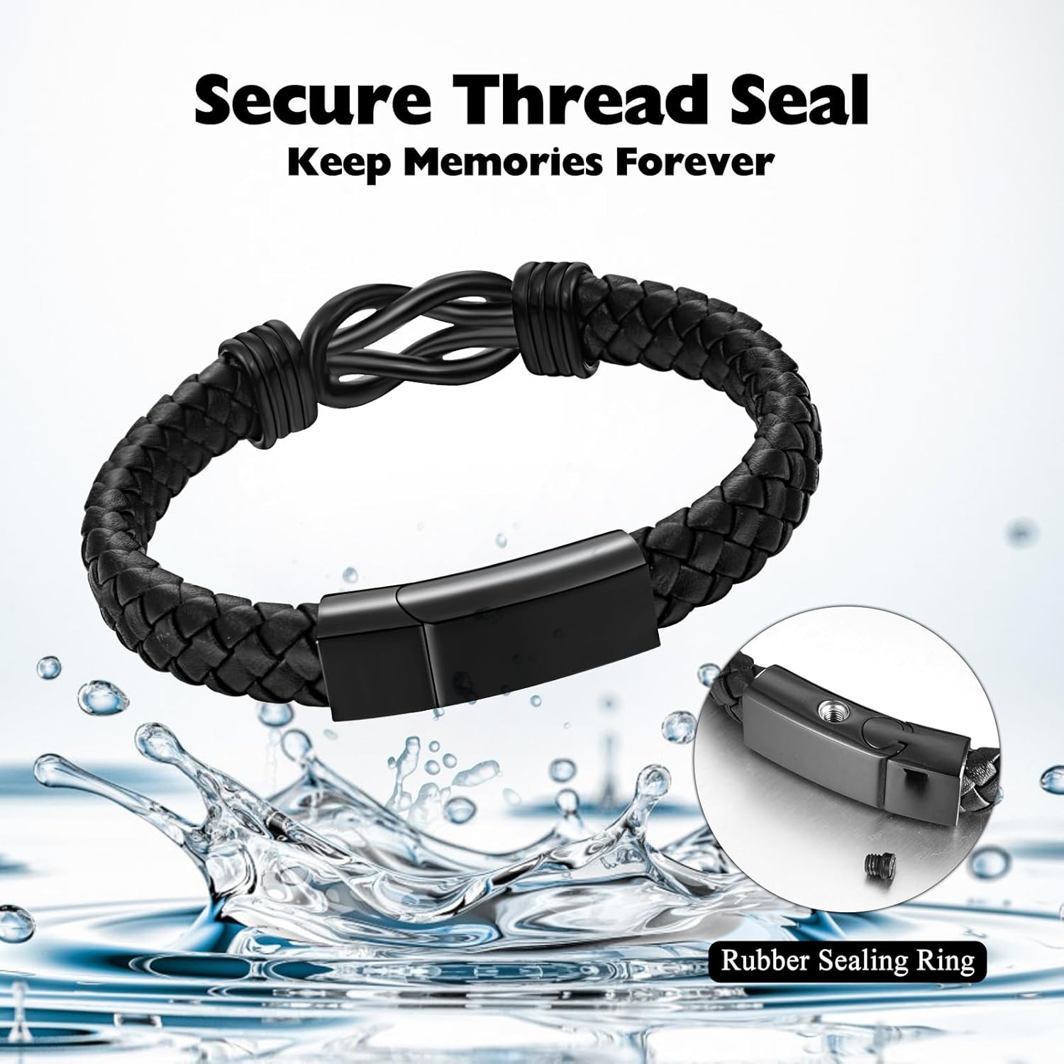 abooxiu Urn Bracelet for Ashes Leather Cremation Bracelet for Human Ashes Stainless Steel Ash Bracelets Memorial Cremation Jewelry Keepsake Bangle for Men