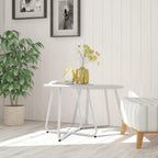 Patio Outdoor Side Table Waterproof Round Metal Steel Small Side Table Weather Resistant Portable Outdoor and Indoor End Table for Garden Balcony Yard, White