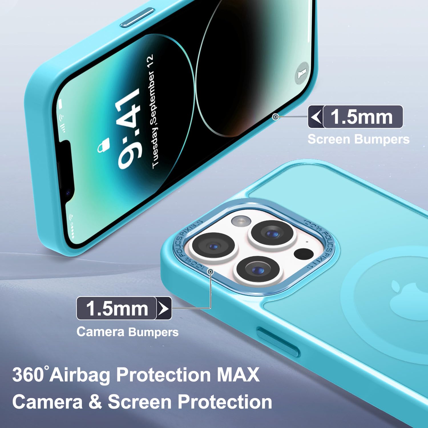 Newfuture Entworfen für iPhone 13 Pro Max Hülle mit Magnetischem [13 FT Militärischer Fallschutz] [Kompatibel mit Magsafe] Schlankes Translucentes Matt Stoßfest mit Anti-Fingerabdruck Handyhülle, See Blau