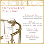 Harper Accent Side Table with Stylish Gold Frame, Round 16" Glass Top, Brushed MetalBase, Modern Metal SideTable or EndTable for Living Room, BedsideTable in Bedroom, Fully Assembled