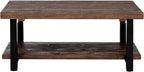 Alaterre Furniture Pomona Rustic Coffee Table with Storage Shelf - 42-Inch Industrial Modern Metal and Solid Wood Living Room Table - Easy Assembly Farmhouse Living Room Furniture (Rustic Natural)