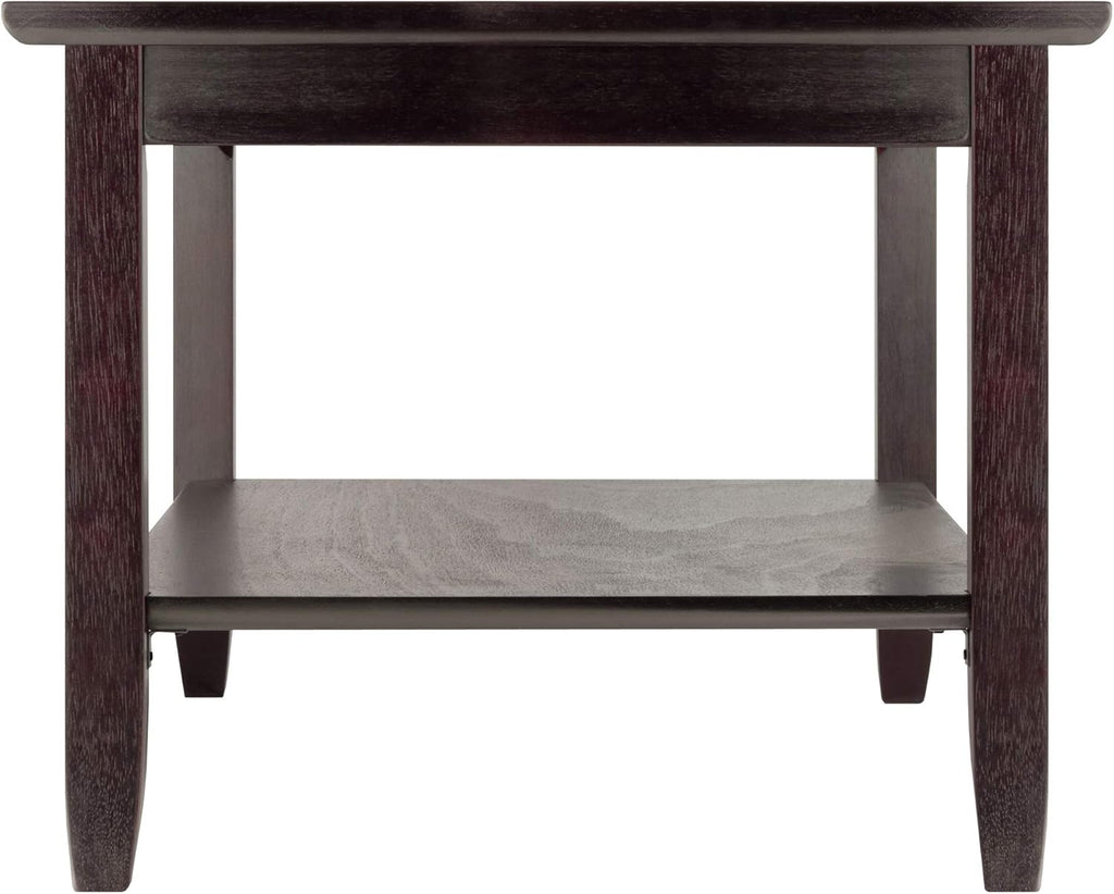 Winsome Genoa Rectangular Coffee Table with Glass Top And Shelf, Espresso