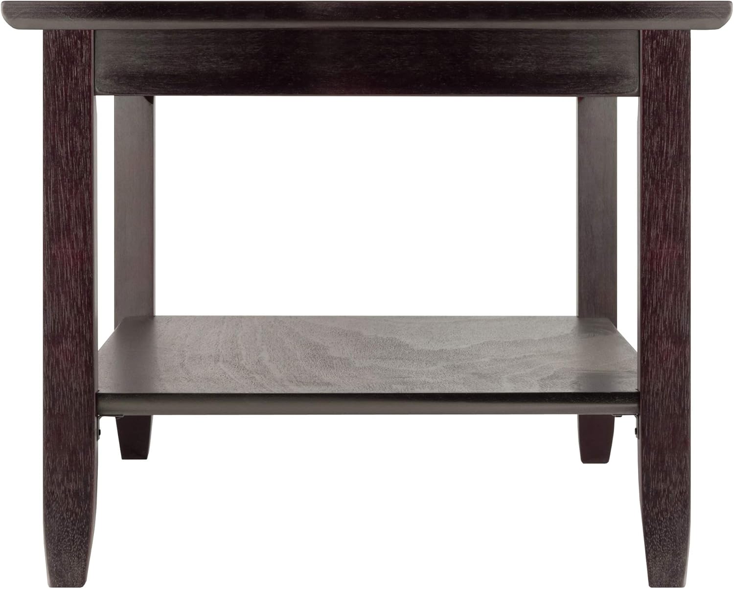 Winsome Genoa Rectangular Coffee Table with Glass Top And Shelf, Espresso