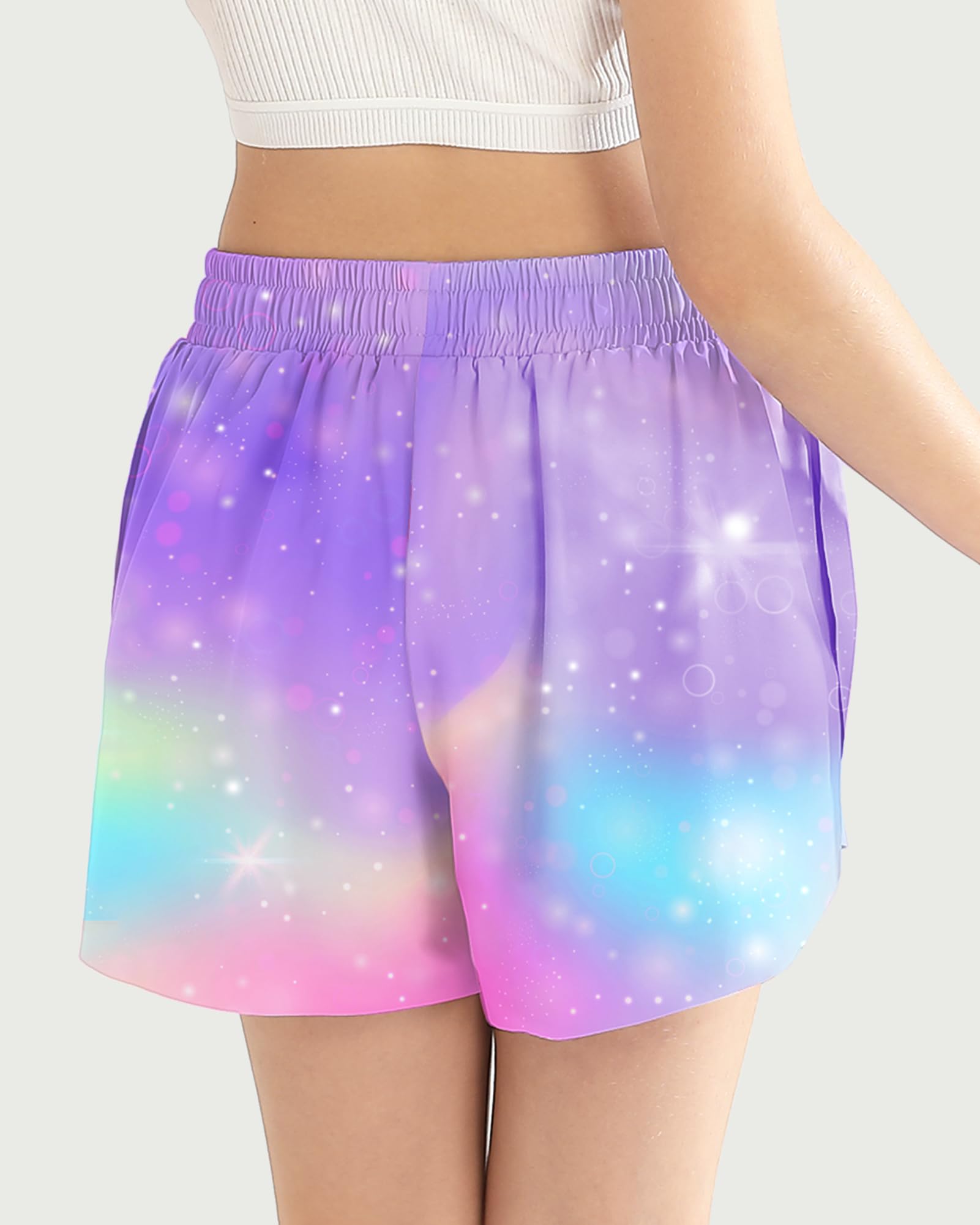 Pige Shorts Flydende Shorts Pige Løbe Shorts med Lommer Børns Sommerfugl Skorts Atletiske Dans Skorts Lilla Pige Shorts Størrelse 8 9