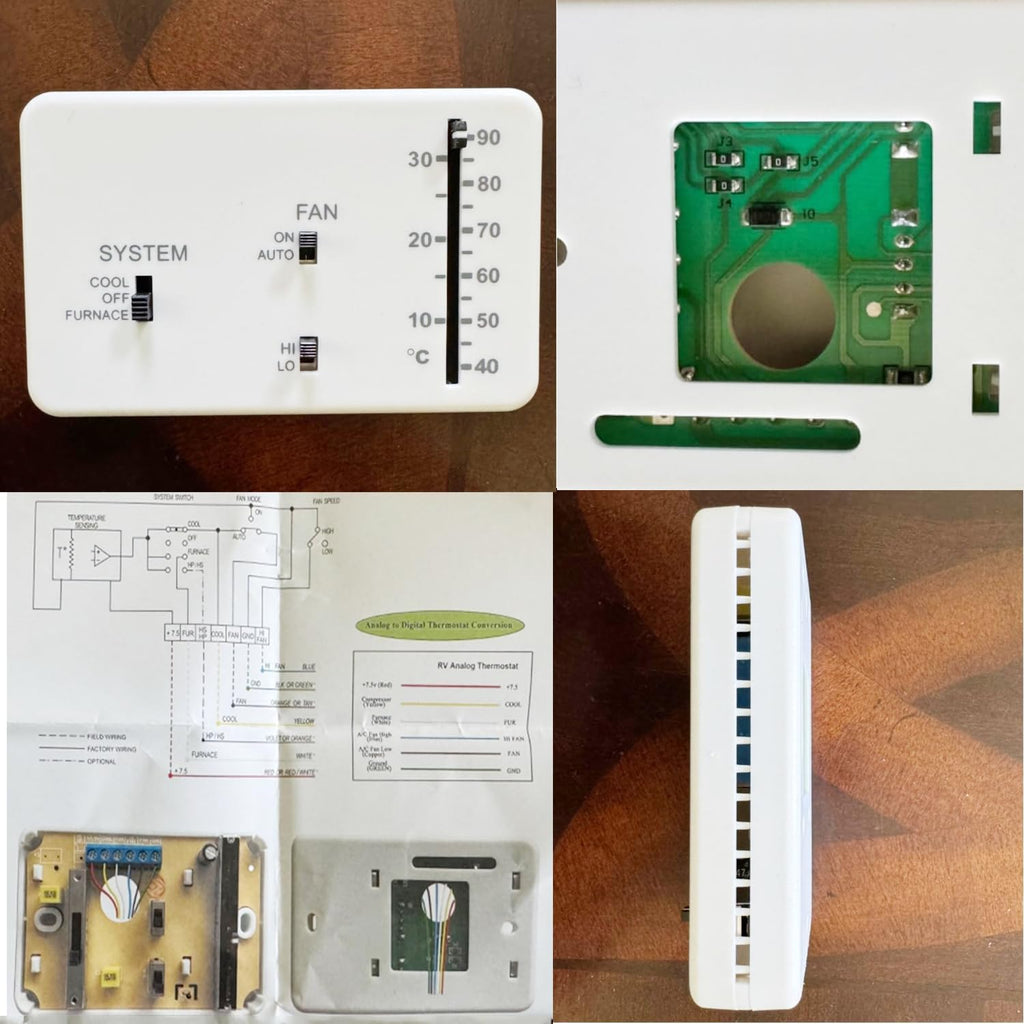 RV Thermostat, RV Analog Thermostat Replacement for Dometic 3106995.032 (Cool Only/Furnace) Controls The Heating and Cooling Systems in a Recreational (White)