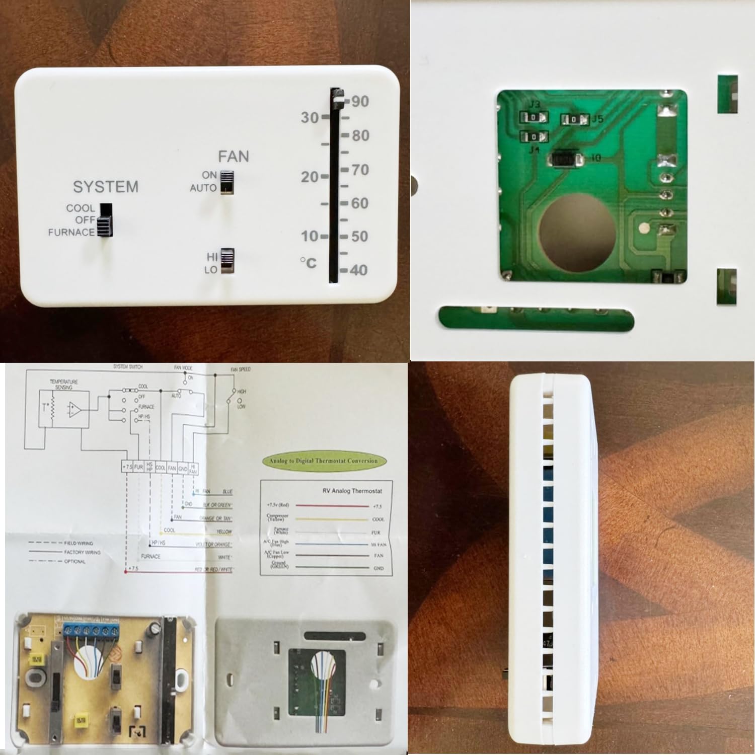 RV Thermostat, RV Analog Thermostat Replacement for Dometic 3106995.032 (Cool Only/Furnace) Controls The Heating and Cooling Systems in a Recreational (White)