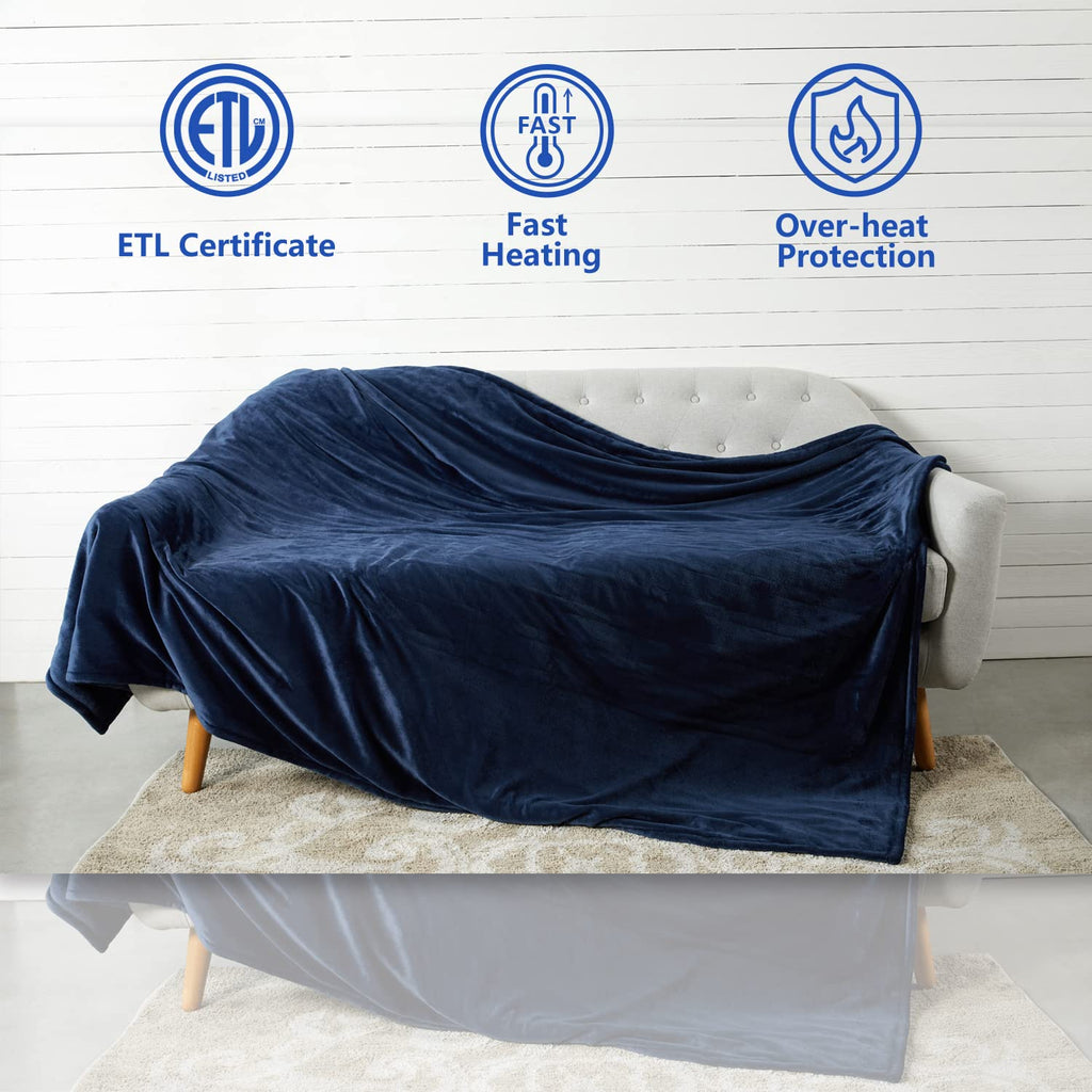 Manta Elétrica Tefici, Super Aconchegante e Macia, Flanela de 2 Camadas 50" x 60", Manta Aquecida com 3 Níveis de Aquecimento e Desligamento Automático em 4 Horas, Lavável na Máquina, Certificada ETL e FCC, Uso Residencial e Escritório, Cor Camelo
