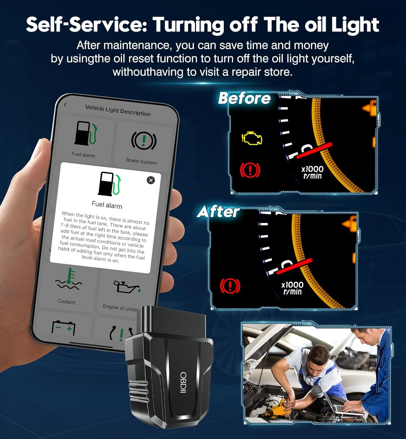 OBD2 Scanner Reader Bluetooth Wireless Auto Diagnostic Scan Tool for iOS & Android for Performance Test Bluetooth 5.4 Car Check Engine Car Code Reader, Clear Error Code Live Data Reset Exclusive APP