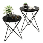 HLR Modern Round Side Table, End Table with Marble Effect Top and Gold Metal Frame, Small Side Table for Living Room, Bedroom, Sofa and Couch, Gold Legs, Green Marble top