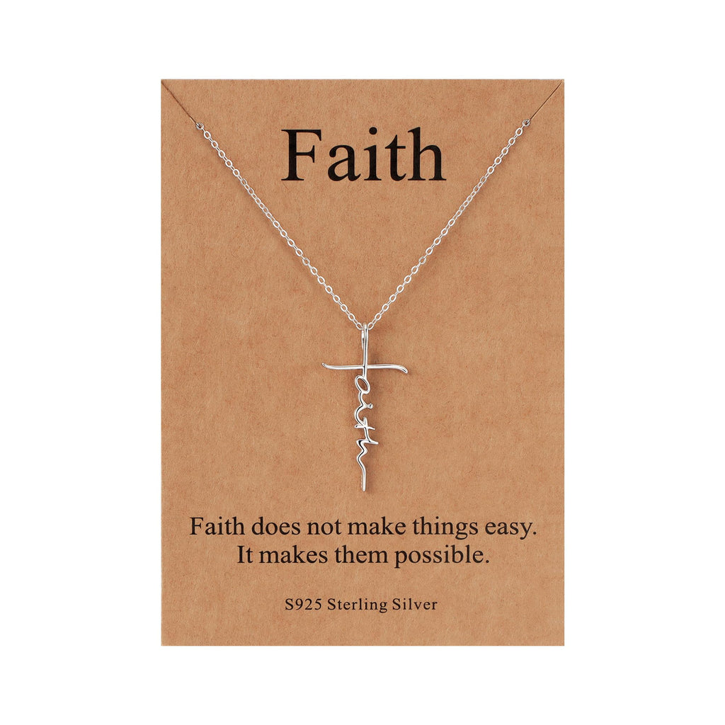 Lcherry Faith Cross Pendant Necklace for Women Religious Christian Jewelry Mother's Day Gifts for Women