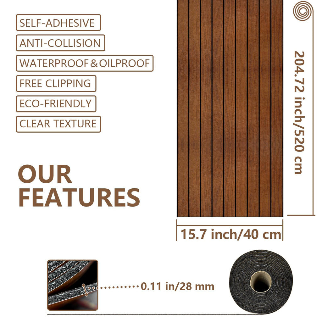 WADILE PVC Wood Grain Panels for Wall, 15.7 in X 17.1 ft Burlywood Soundproof Wall Panels for Wall Paneling Peel and Stick Wall Panels, 3D Wall Panels for Interior Decor, Cover 22.4 Sqft